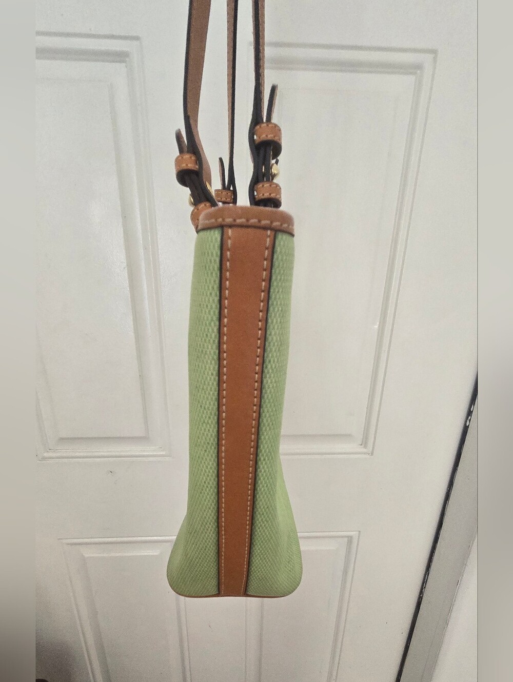 Dooney & Bourke Leisure Shopper Green Lime Bag Coated Cotton Leather Trim Tote - Picture 11 of 11
